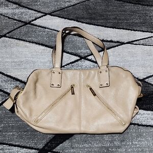 MICHAEL KORS PORTLAND TAN PEBBLED LEATHER SATCHEL BAG